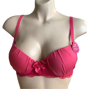 Massam Size Large Fuchsia Lace Trim Underwire Bra Made in Brazil. New With Tags.